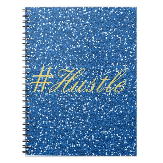 Hustle Faux Blue Glitter Design Notitieboek (Voorkant)
