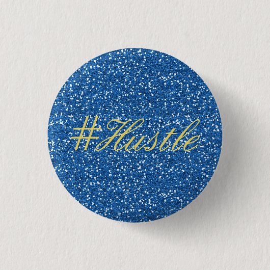 Hustle Faux Blue Glitter Design Ronde Button 3,2 Cm (Voorkant)