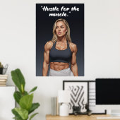 Hustle for the Muscle – Fitness Motivation Poster (Thuiskantoor)