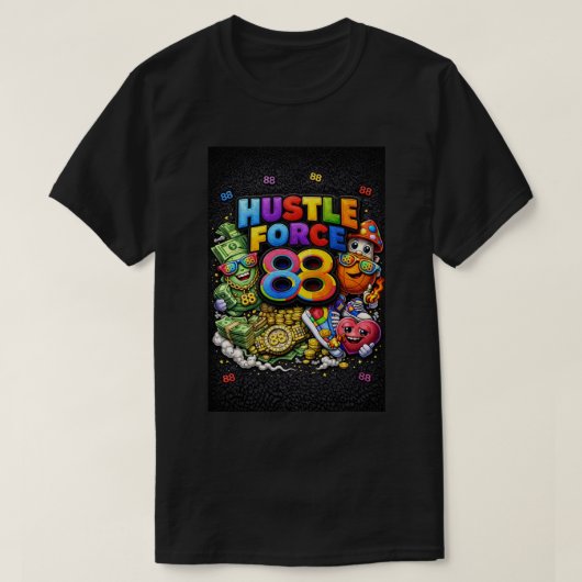 Hustle Force 88 Zwarte T-shirt (Design voorkant)