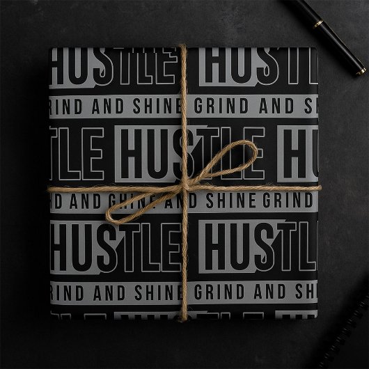 Hustle Grind en Shine Motivatie Quote Cadeaupapier