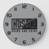 Hustle Grind en Shine Motivatie Quote Grote Klok (Voorkant)