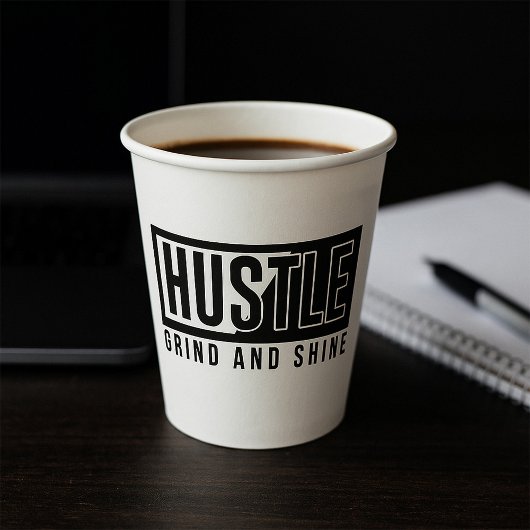 Hustle Grind en Shine Motivatie Quote Papieren Bekers