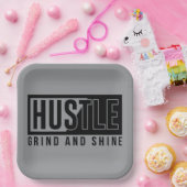 Hustle Grind en Shine Motivatie Quote Papieren Bordje (Feest)