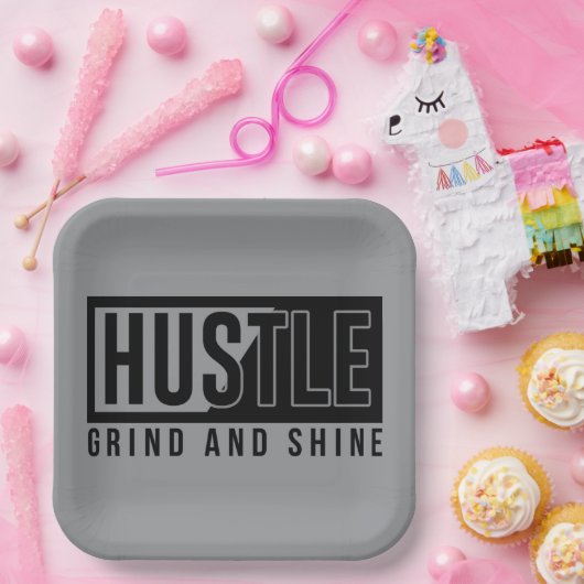 Hustle Grind en Shine Motivatie Quote Papieren Bordje (Feest)
