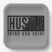 Hustle Grind en Shine Motivatie Quote Papieren Bordje (Voorkant)