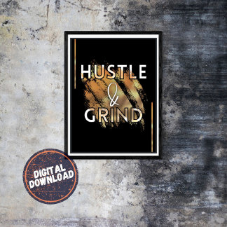 Hustle & Grind Motivatie Inspirerend wandkunst Poster