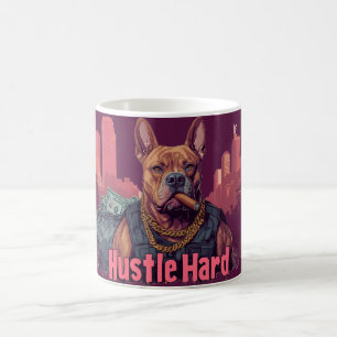Hustle Hard - Pitbull hond met geld en sigaar Koffiemok