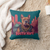 Hustle Hard - Pitbull hond met geld en sigaar Kussen (Deken)