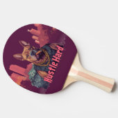 Hustle Hard - Pitbull hond met geld en sigaar Tafeltennisbatje (Zijkant)