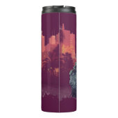 Hustle Hard - Pitbull hond met geld en sigaar Thermosbeker (Achterkant)