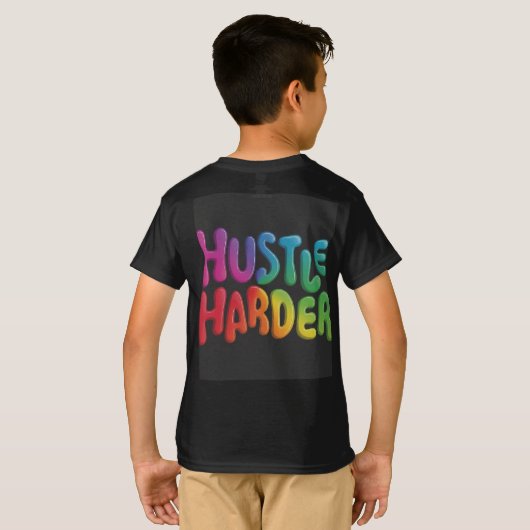 Hustle Harder Kinderen Basic T-shirt (Achterkant volledig)