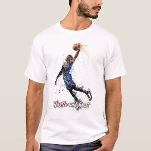 Hustle & Heart: Dynamische Basketbal Kunstprint T-shirt