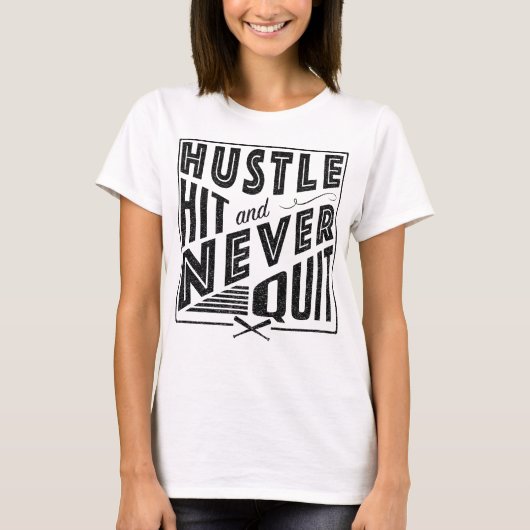 Hustle Hit Baseball Softball Shirsey T-shirt (Voorkant)