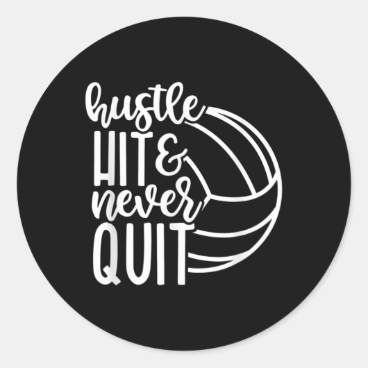 Hustle Hit en nooit Volleyball Lovers stoppen Ronde Sticker (Voorkant)
