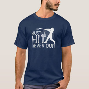 Hustle HIT NOOIT STOPPEN met honkbalminnaar T-shirt