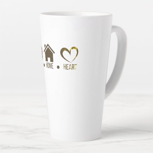 Hustle, Home, Heart: Motivatie comfortontwerp Latte Mok (Rechterhoek)