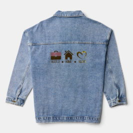 Hustle, Home, Heart: Motivatie Hoodie Design Denim Jacket