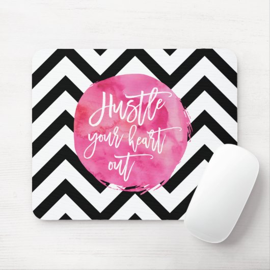 Hustle je hart uit | Roze Waterverf Muismat (Met muis)