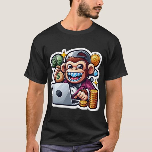 Hustle Monkey - geldmachine grafisch T-shirt (Voorkant)