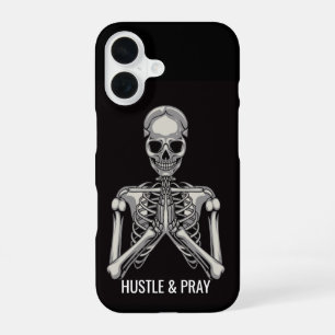 Hustle & Pray Skelet iPhone 16 Hoesje