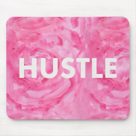 Hustle Roos Waterverf Moderne Typografie Mousepad Muismat (Voorkant)