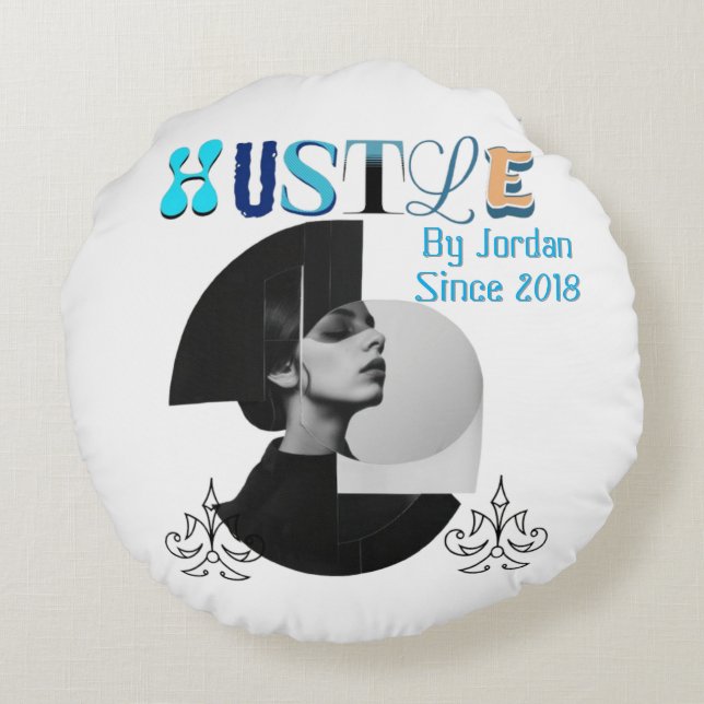 Hustle Sierkussen - Inspirerend Kantoor of Huis Rond Kussen (Achterkant)