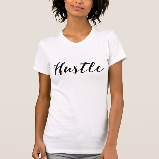 HUSTLE Trendy Zwarte Script Calligrafie Moderne Ch T-shirt (Voorkant)