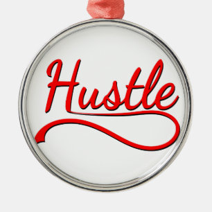 Hustle Typography Art Metalen Ornament
