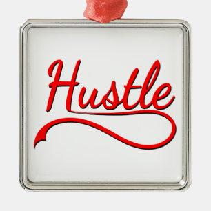 Hustle Typography Art Metalen Ornament