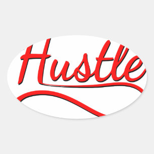 Hustle Typography Art Ovale Sticker