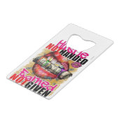 Hustle verdiend creditkaart flessenopener (Achterkant Gekanteld)