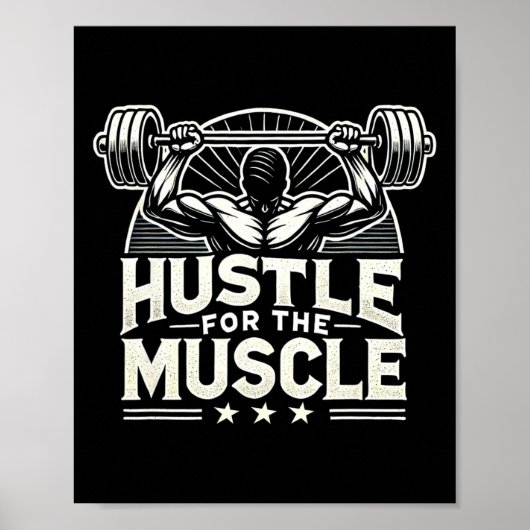 Hustle Voor De Spier Barbell Bodybuilding Poster (Voorkant)