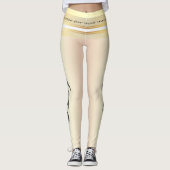 Hustle voor die spier citeren gele en zwarte tekst leggings (Voorkant)