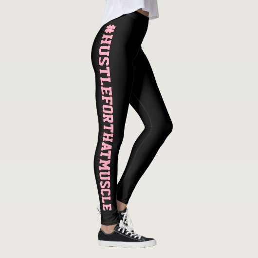 #Hustle voor die zwarte moerroze werkout Leggings (Rechts)