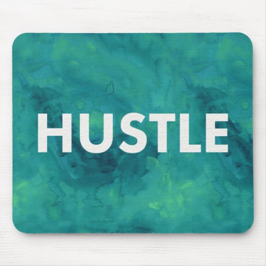 Hustle Waterverf Moderne Typografie Mousepad Muismat (Voorkant)
