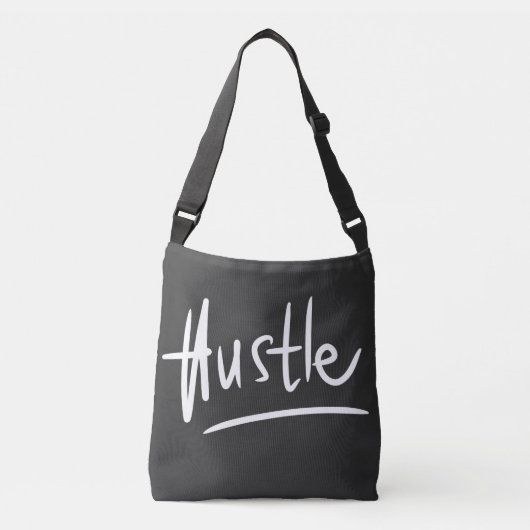 Hustle Witte Typografie Crossbody Tas (Voorkant)