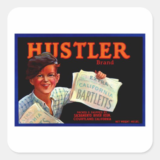 Hustler Bartletts Vierkante Sticker (Voorkant)