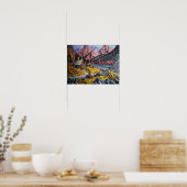 Hut aan het meer bergen klein poster (Keuken)