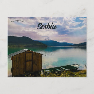 Hut en boot op het meer van Zavoj Servië Briefkaart