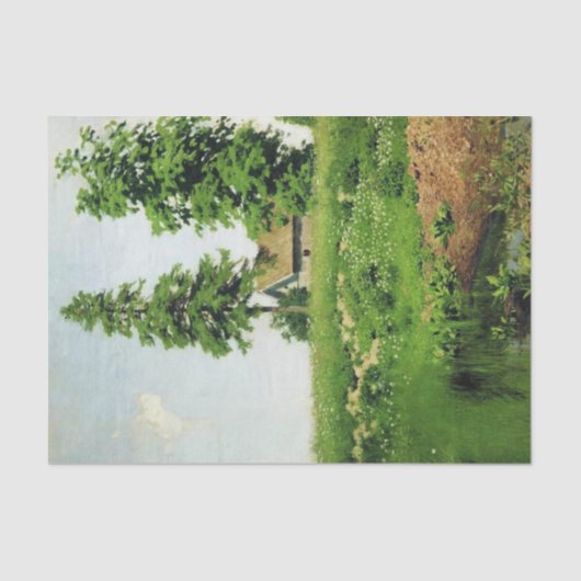 Hut op de Meadow door Isaac Levitan Tissuepapier (Voorkant)