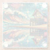 Hut op het strand Ai Art Glazen Onderzetter (Achterkant)