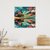 Hut op het strand Ai Art Poster (Keuken)