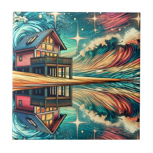 Hut op het strand Ai Art Tegeltje (Voorkant)