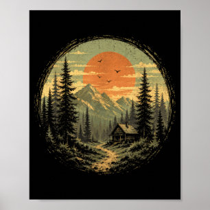 Hut zonsondergang berg bos wildernis natuur poster