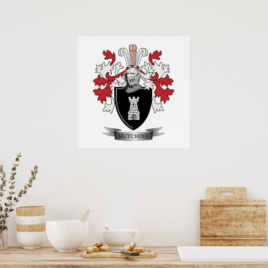 Hutchins Family Crest Coat. Poster (Keuken)