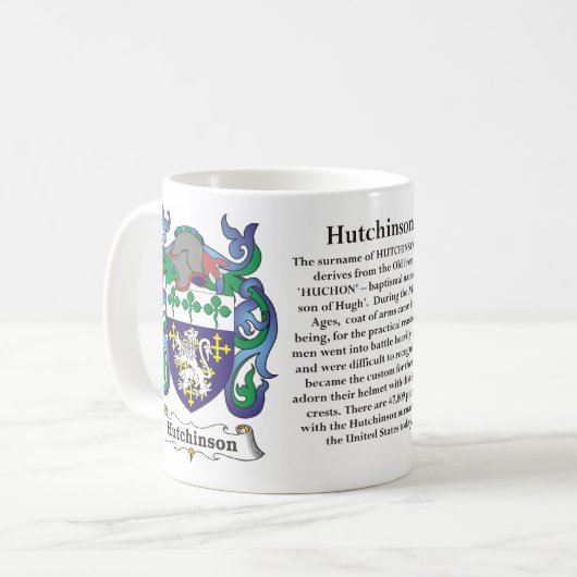 Hutchinson Familiecolaat wapenMok Koffiemok (Voorkant links)