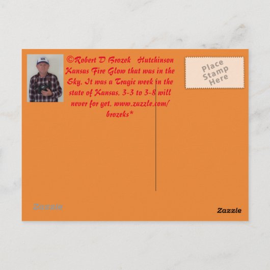 Hutchinson Kansas Fire Glow Post Kaart (Achterkant)