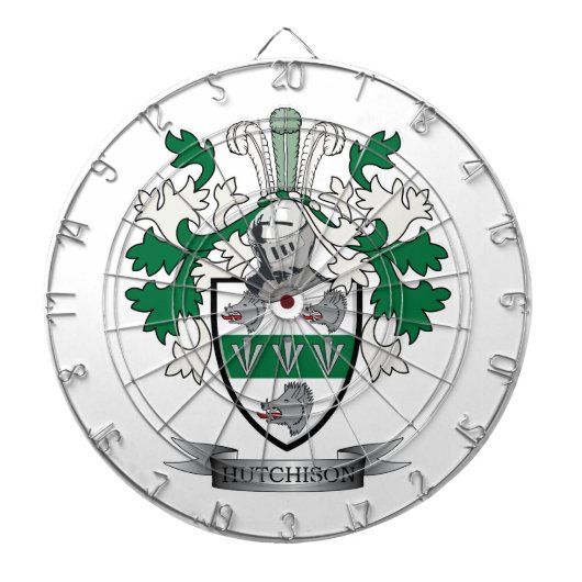 Hutchison Family Crest Coat of Arms Dartbord (Voorkant)