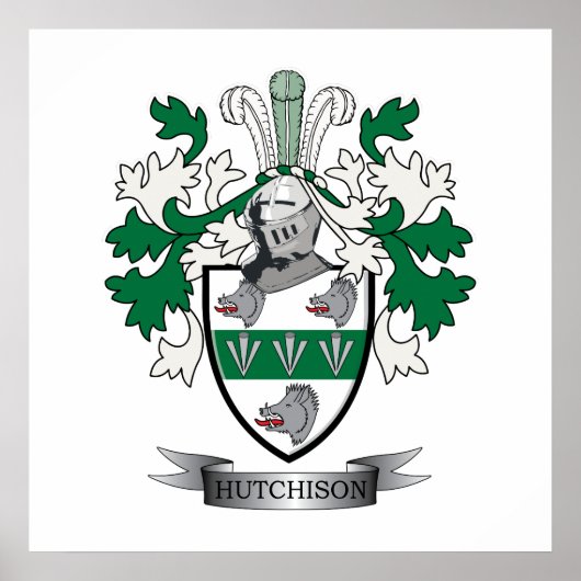 Hutchison Family Crest Coat of Arms Poster (Voorkant)